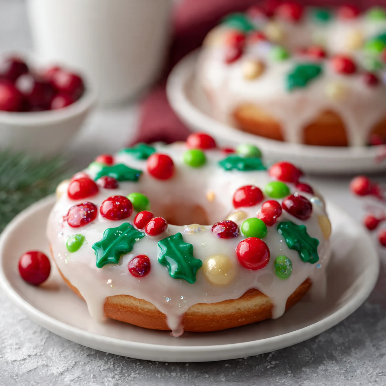 Vegan Christmas Wreath Doughnut Recipe Buy Vegan Christmas Doughnuts Online Organic Vegan Christmas Wreath Doughnuts Glute...