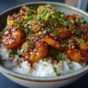 Amazing 20 Minute Honey Garlic Prawn Rice Bowls