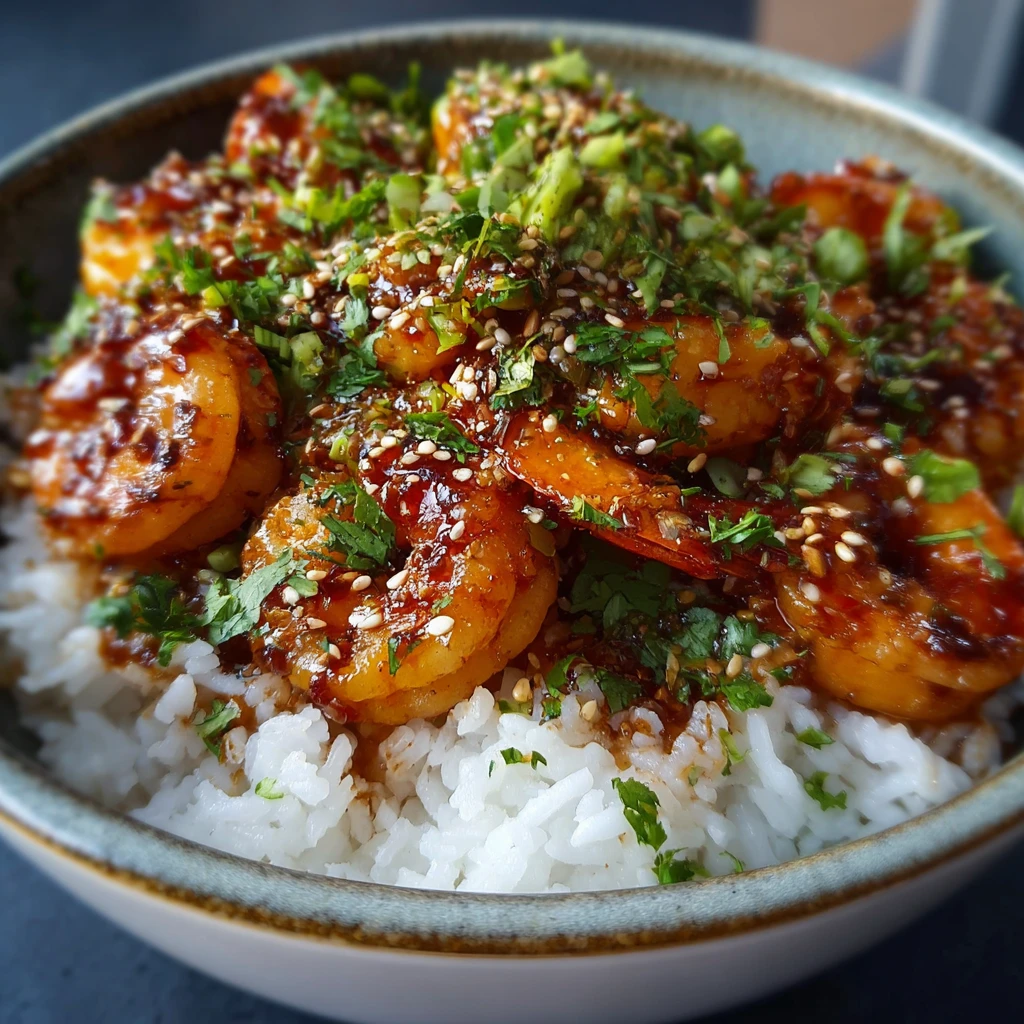 Amazing 20 Minute Honey Garlic Prawn Rice Bowls - Easy