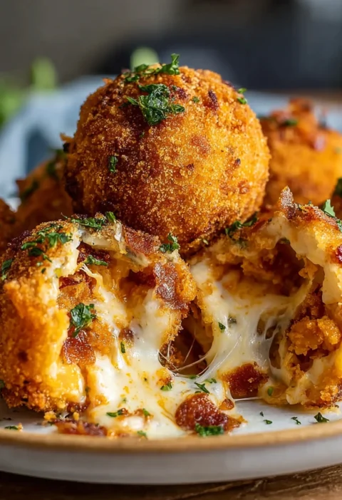 Buffalo Chicken Bacon Loaded Mozzarella Bombs