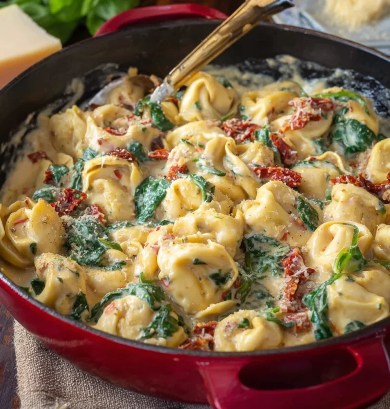 Cheesy Spinachstuffed Tortellini Creamy Tuscan Sauce