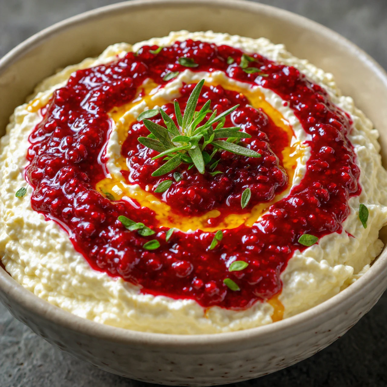 Cranberry Whipped Feta Dip Hot Honey Drizzle