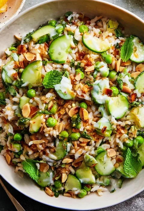 Crispy Rice Salad Lemon Tahini Dressing Fresh Flavor