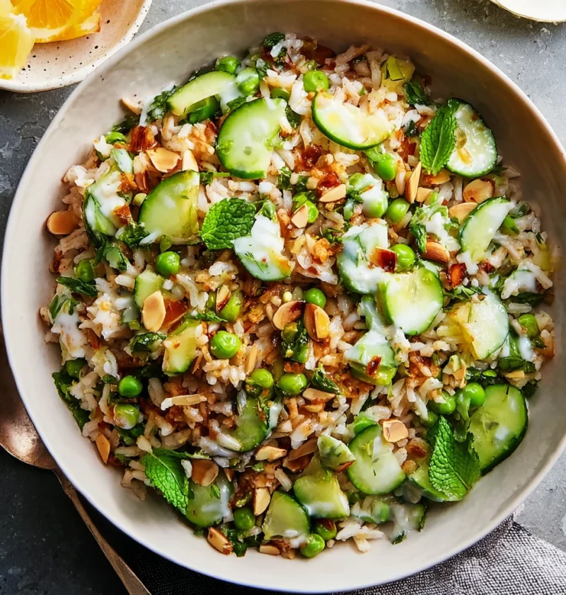 Crispy Rice Salad Lemon Tahini Dressing Fresh Flavor