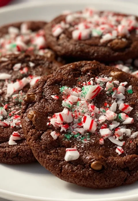 Deliciously Chewy Chocolate Peppermint Cookie Delight