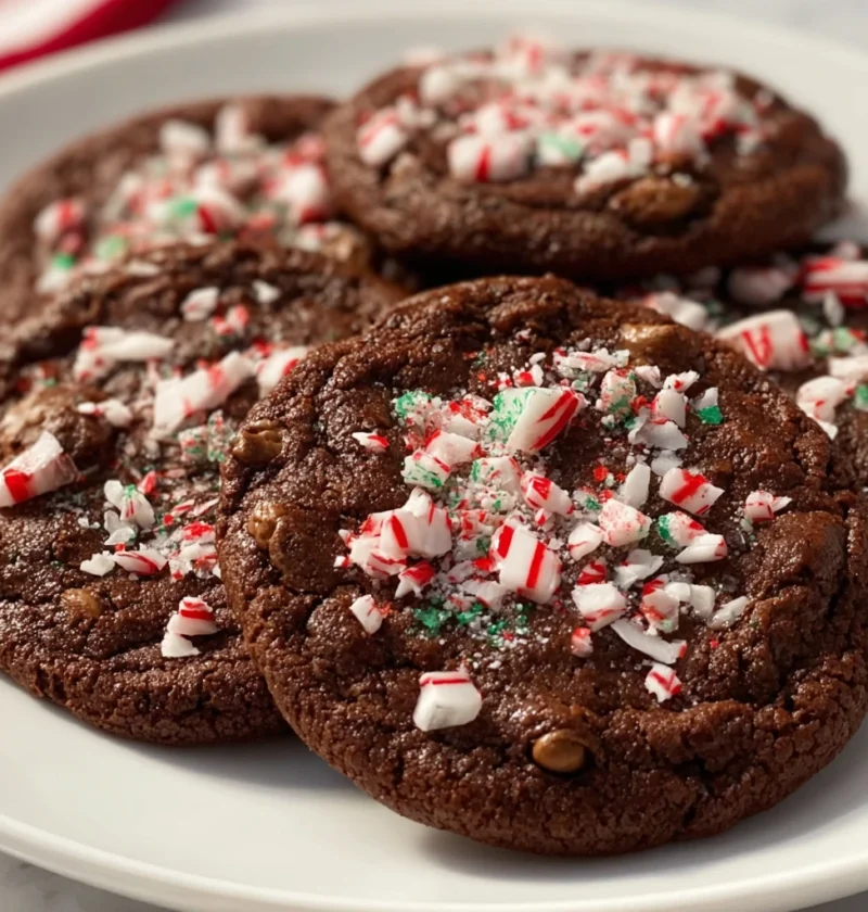 Deliciously Chewy Chocolate Peppermint Cookie Delight