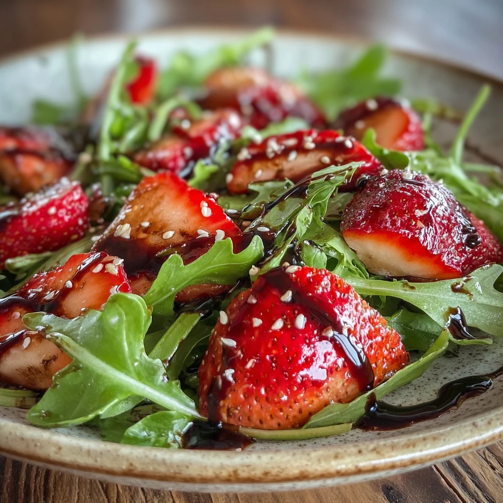 Fresh Arugula Salad with Strawberries Easy Homemade Balsamic Glaze Recipe