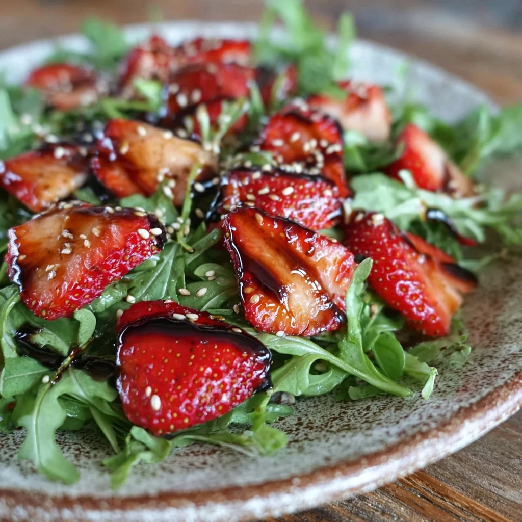 Fresh Arugula Salad Strawberries Homemade Balsamic Glaze Recipe