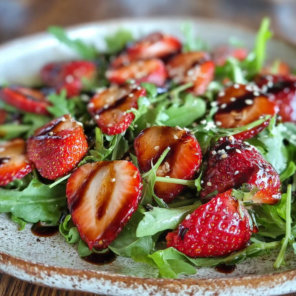 Fresh Arugula Salad Strawberries Homemade Balsamic Glaze Recipe