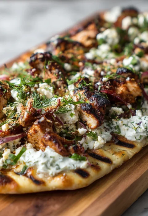 Greek Chicken Flatbread