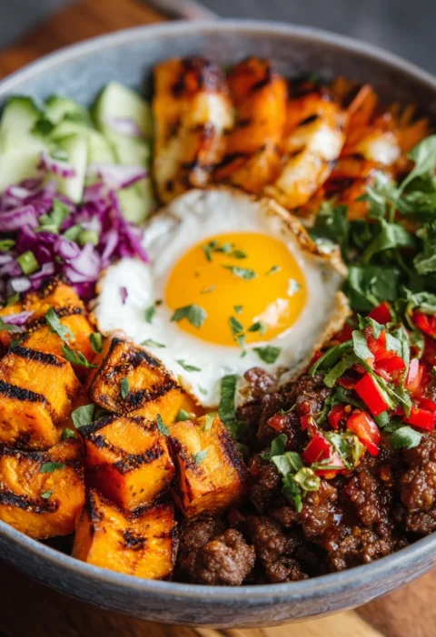 Ground Beef Hot Honey Bowl