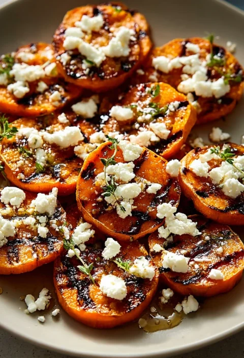 High Protein Honey Feta Sweet Potato Rounds