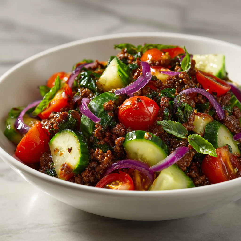 Mediterranean Ground Beef Stir Fry