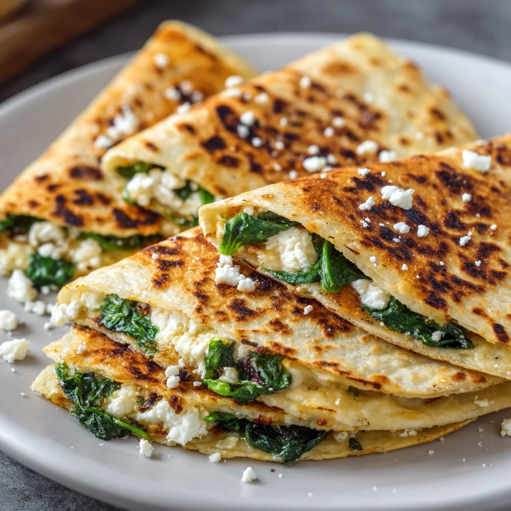 Mediterranean Spinach Feta Quesadillas
