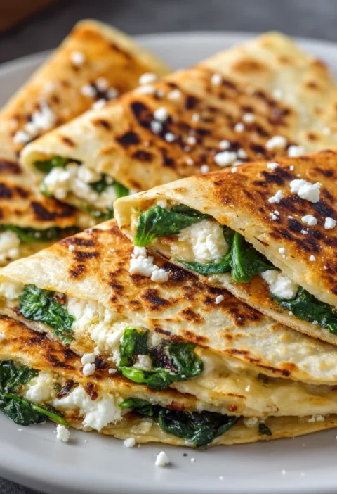 Mediterranean Spinach Feta Quesadillas