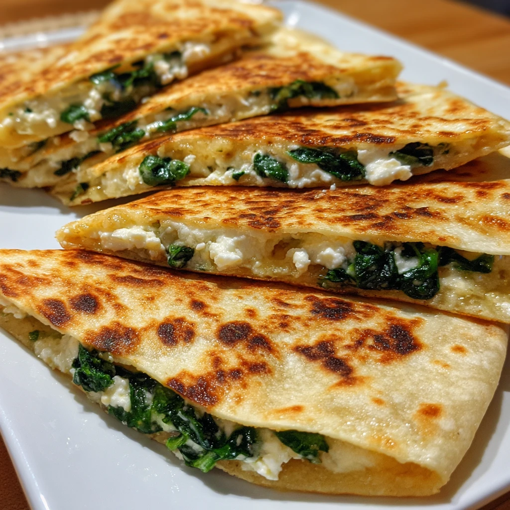 Mediterranean Spinach Feta Quesadillas