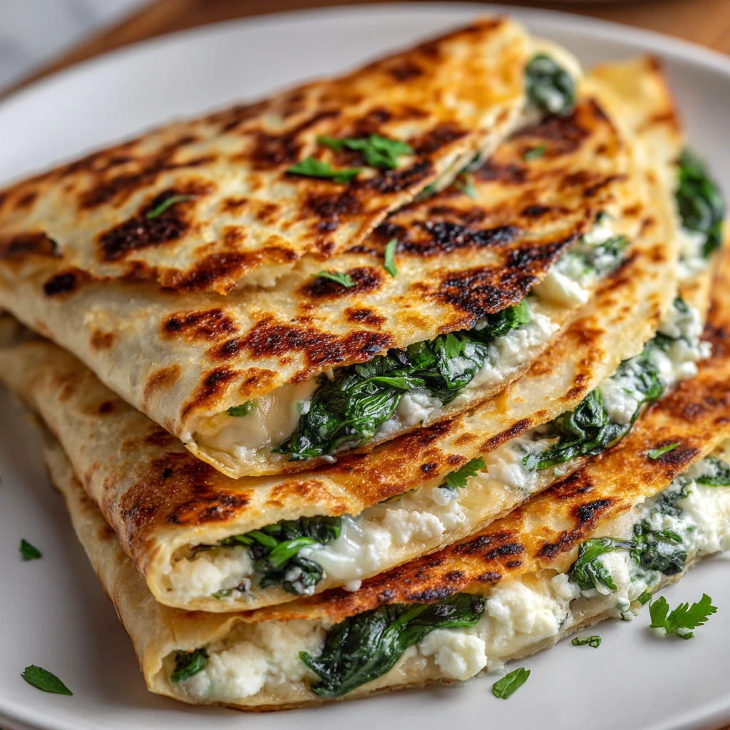 Mediterranean Spinach Feta Quesadillas