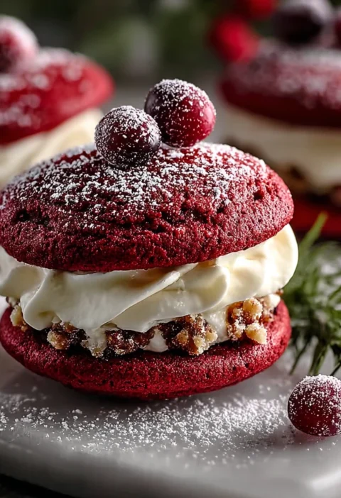 Red Velvet Wreath Whoopie Pies