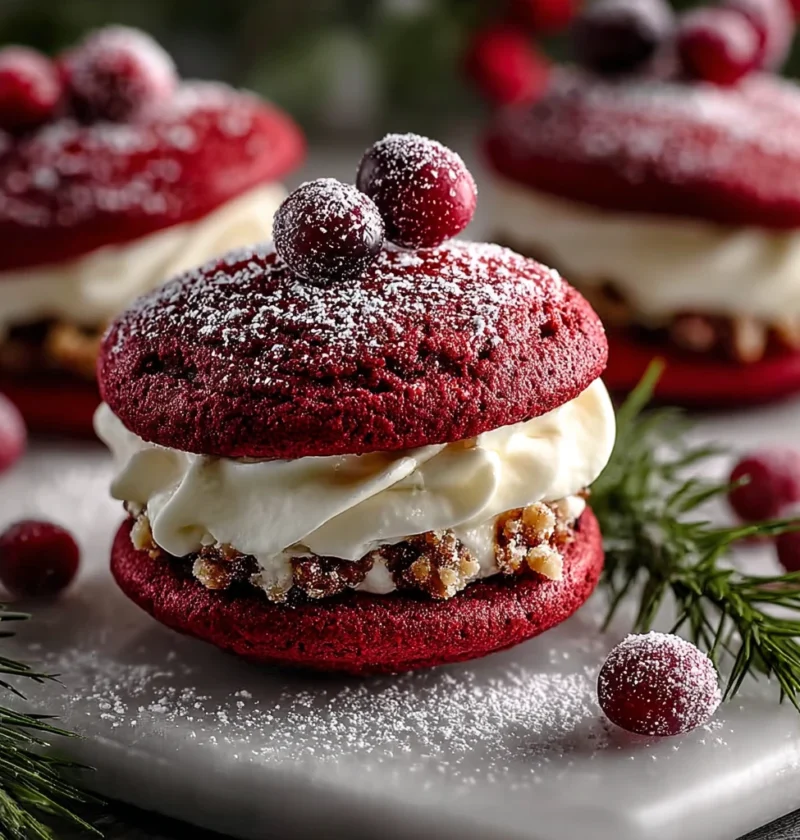 Red Velvet Wreath Whoopie Pies