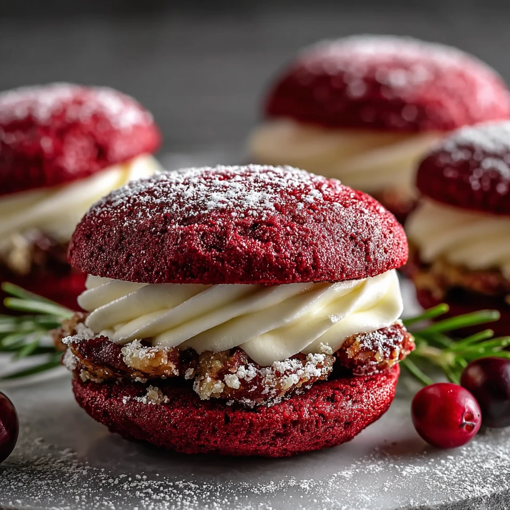 Red Velvet Wreath Whoopie Pies