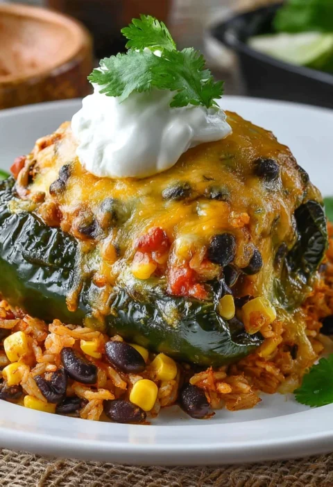 Rotisserie Chicken Cheese Stuffed Poblano Peppers