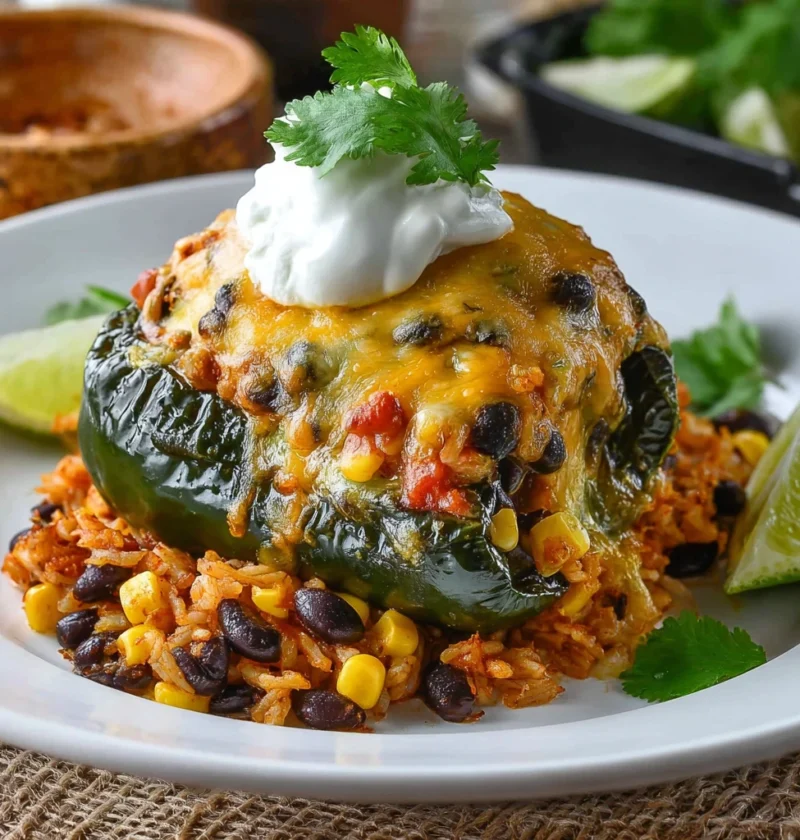 Rotisserie Chicken Cheese Stuffed Poblano Peppers