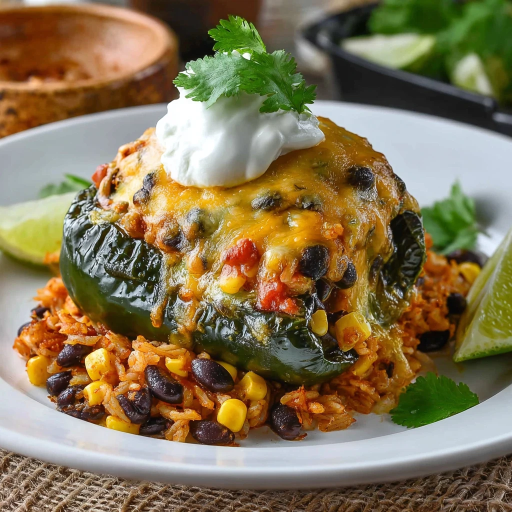 Rotisserie Chicken and Cheese Stuffed Poblano Peppers