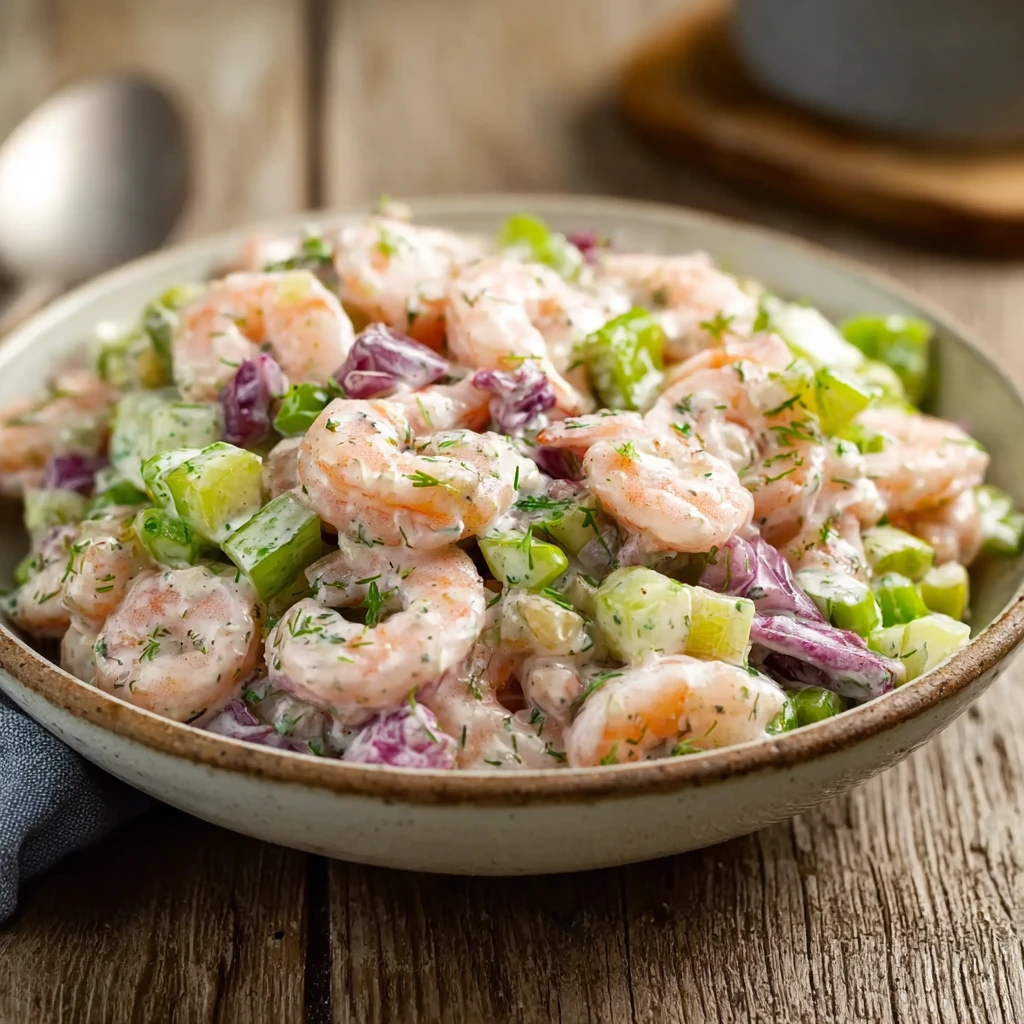 Shrimp Salad with Red Cabbage Crunchy