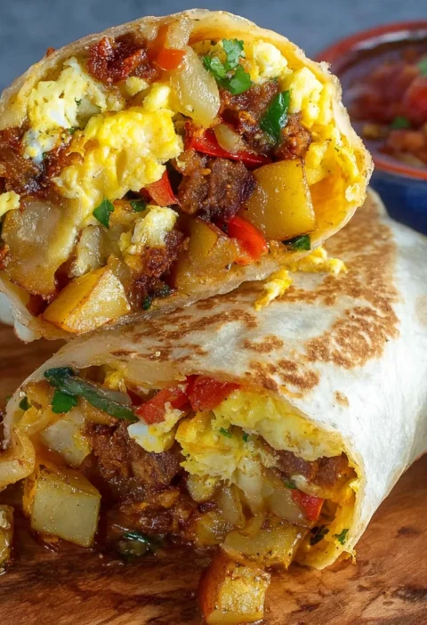 Sizzling Chorizo Sunrise Hearty Flavorful Breakfast Burrito Delight