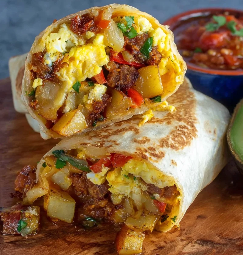 Sizzling Chorizo Sunrise Hearty Flavorful Breakfast Burrito Delight