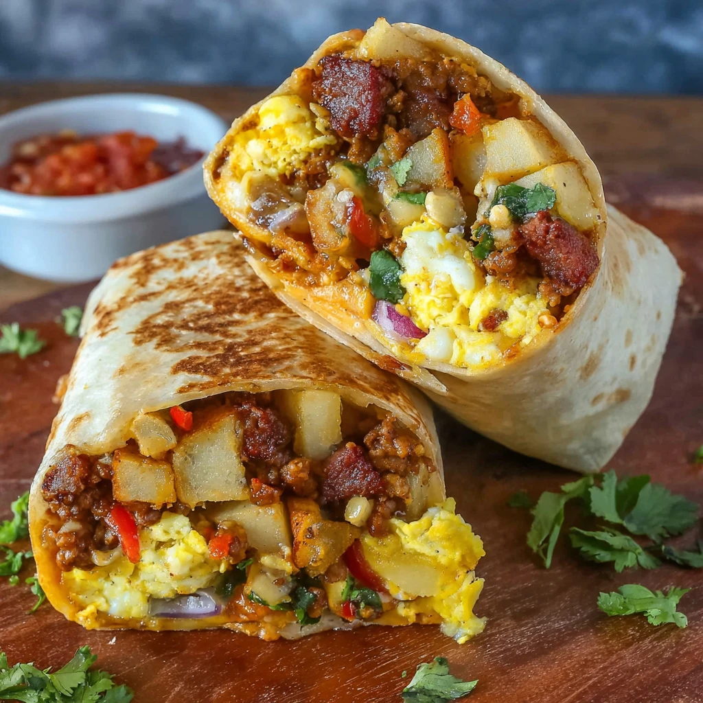Sizzling Chorizo Sunrise Hearty Flavorful Breakfast Burrito Delight