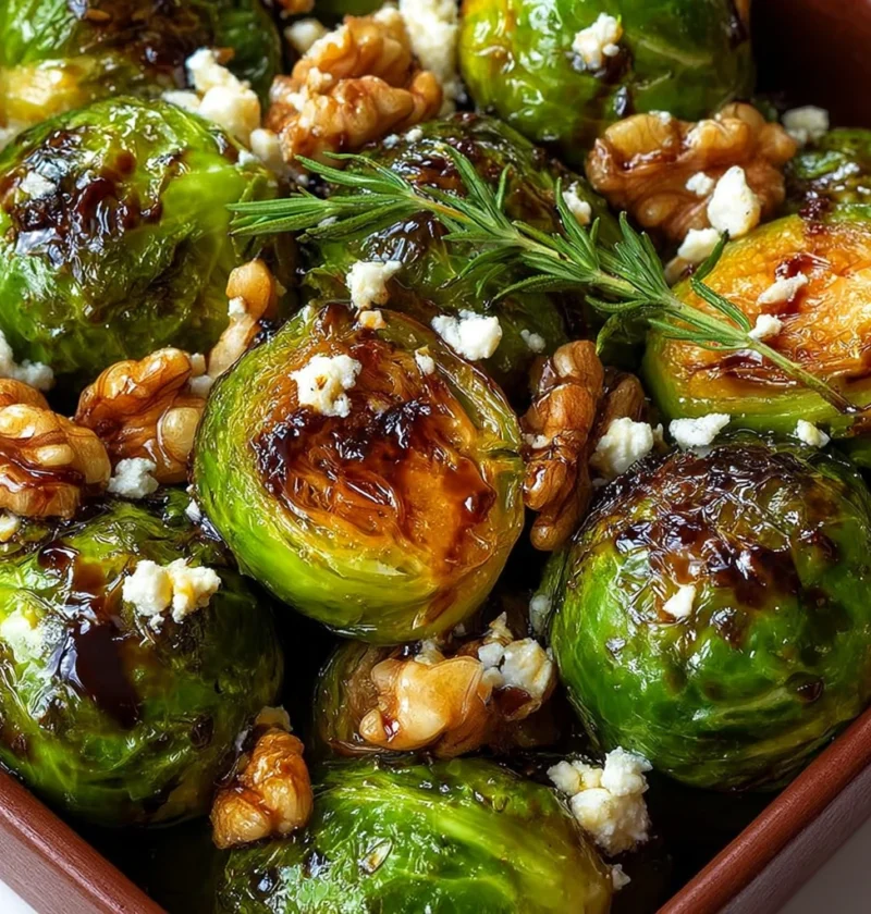 Sizzling Sweet Heat Brussels Sprouts Feta Walnut Bliss