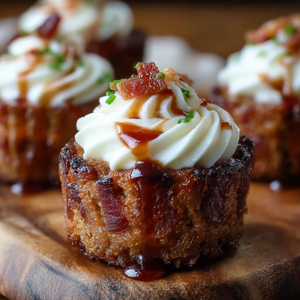 Smoky Bourbon Bbq Baconwrapped Meatloaf Cupcakes Mashed Potato