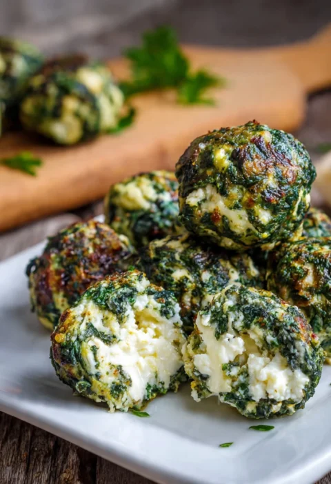 Spinach Garlic Meatballs Stuffed Mozzarella