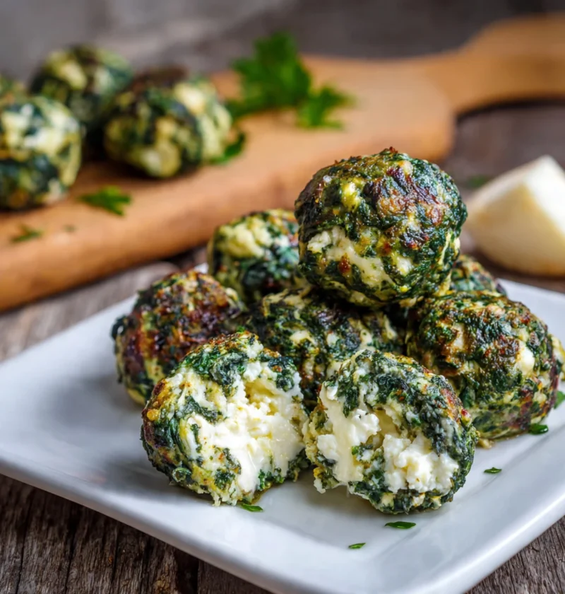 Spinach Garlic Meatballs Stuffed Mozzarella