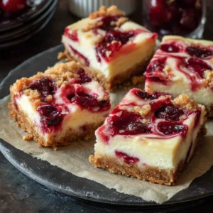 Summery Bliss: Luscious Cherry Swirl Cheesecake Bars