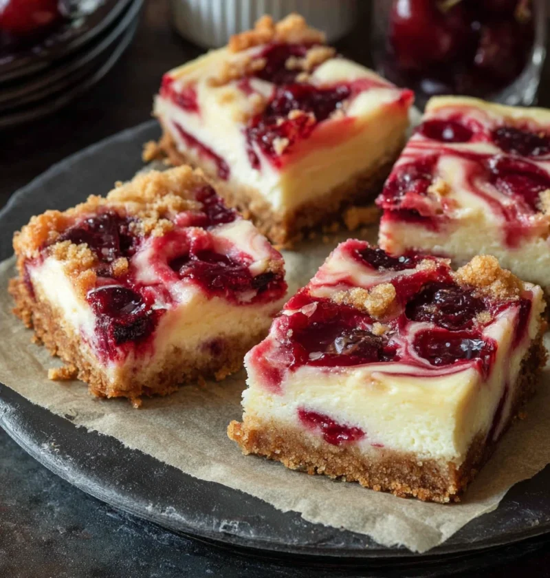 Summery Bliss Luscious Cherry Swirl Cheesecake Bars