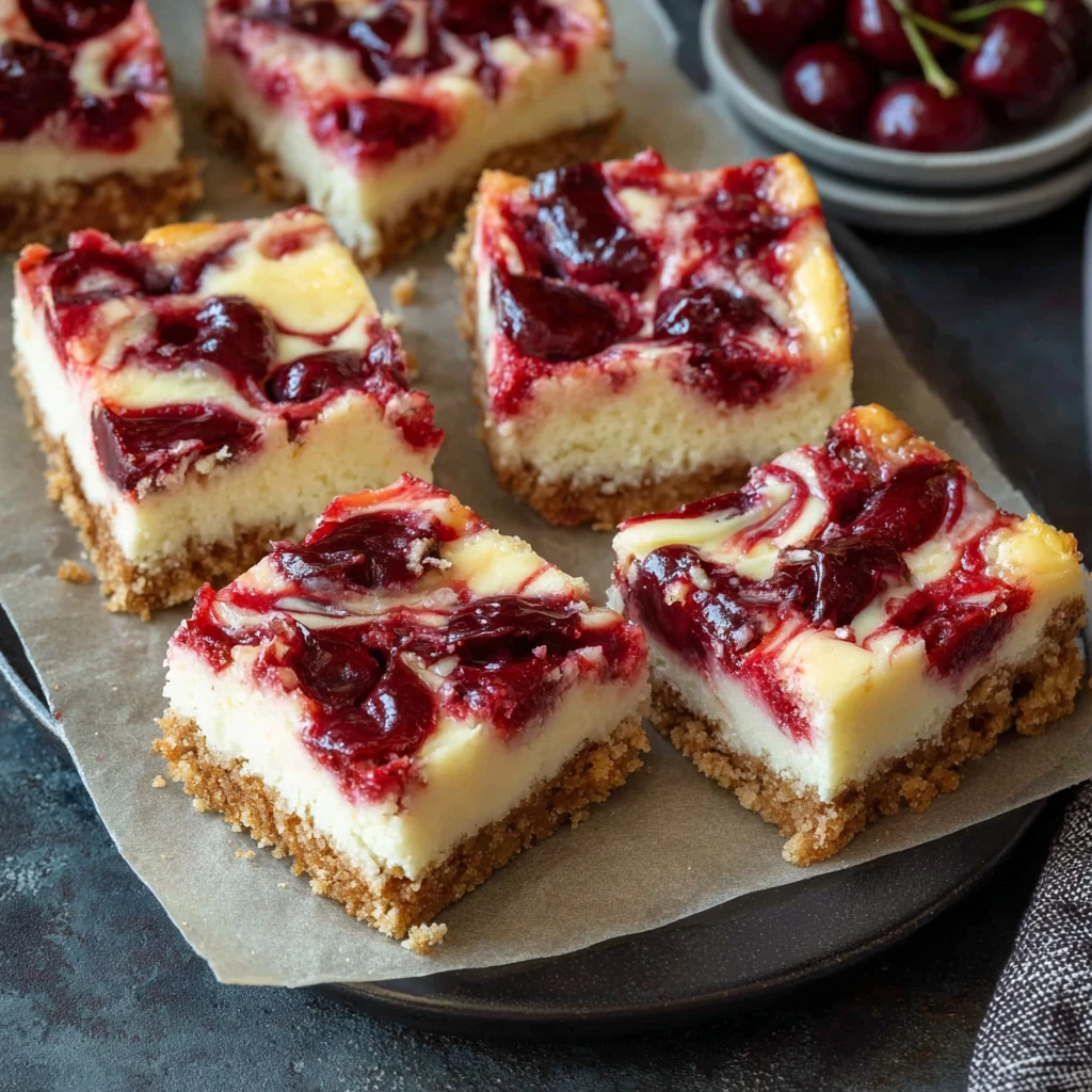Summery Bliss Luscious Cherry Swirl Cheesecake Bars