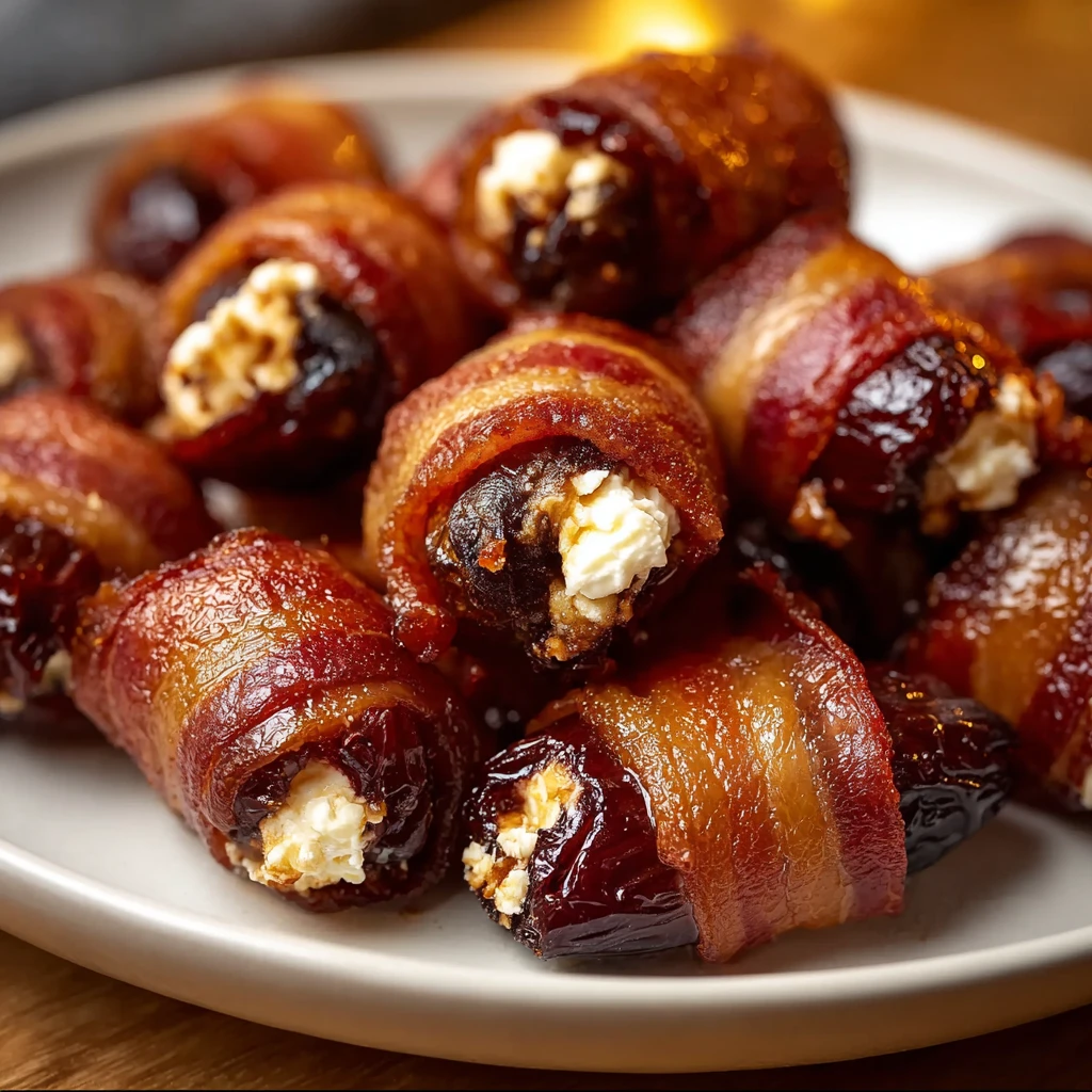 Bacon Wrapped Dates with Goat Cheese