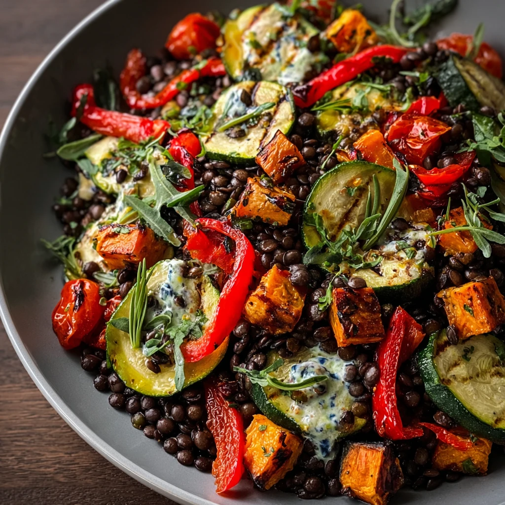 Black Lentil Salad Roasted Vegetables