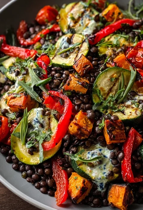 Black Lentil Salad Roasted Vegetables