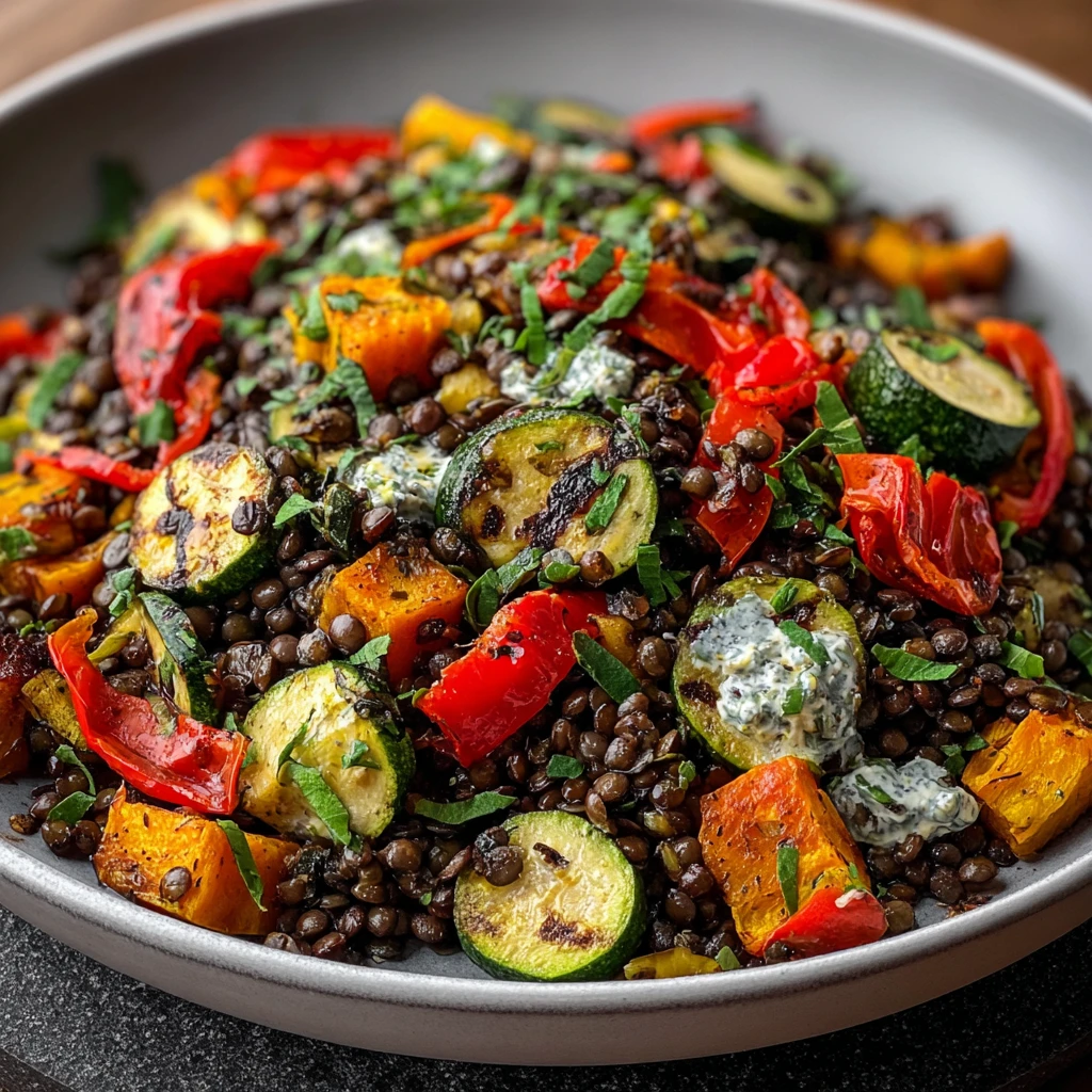 Black Lentil Salad Roasted Vegetables