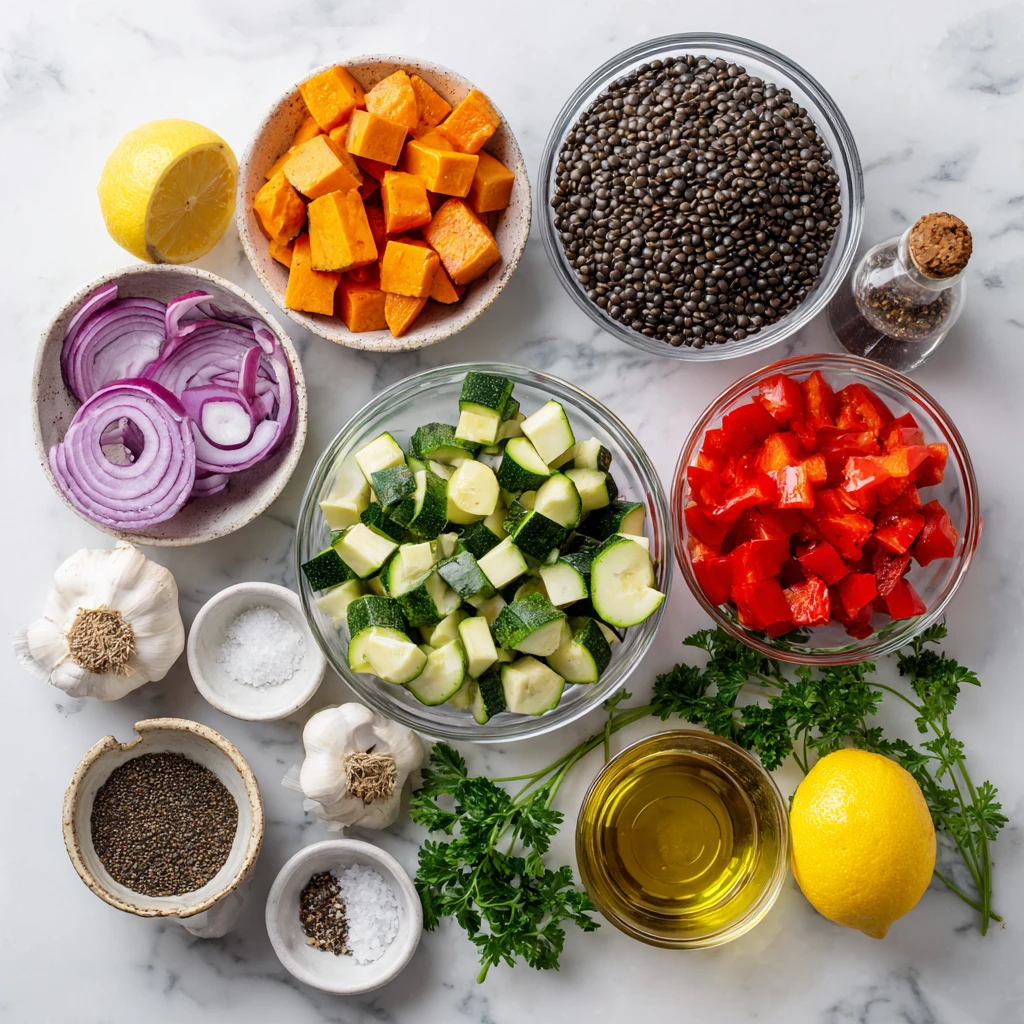 Black Lentil Salad Roasted Vegetables