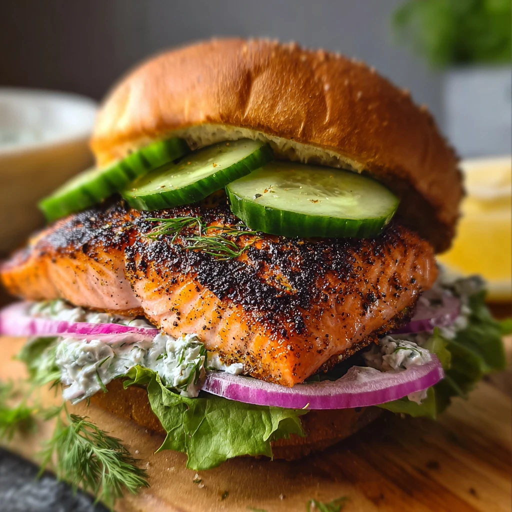 Blackened Salmon Sandwich Cajun