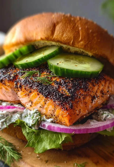 Blackened Salmon Sandwich Cajun