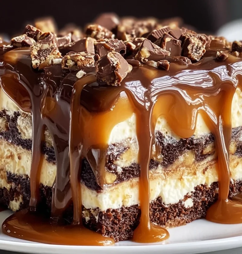 Caramel Turtle Poke Cake Gooey Chocolate Dessert