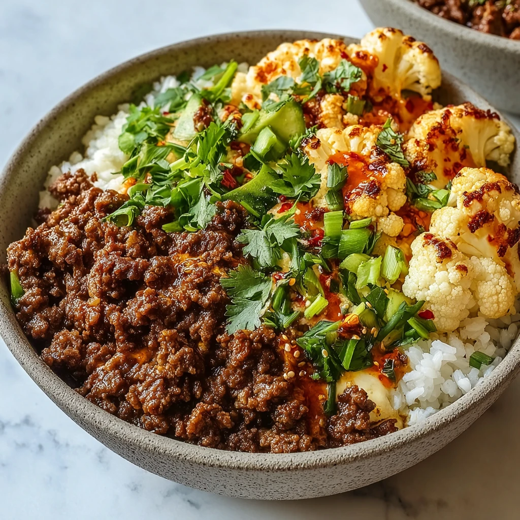 Crispy Chile Ground Beef and Cauliflower Protein Bowls You’ll Love