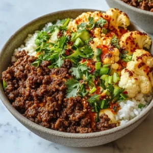 Crispy Chile Ground Beef and Cauliflower Protein Bowls You’ll Love