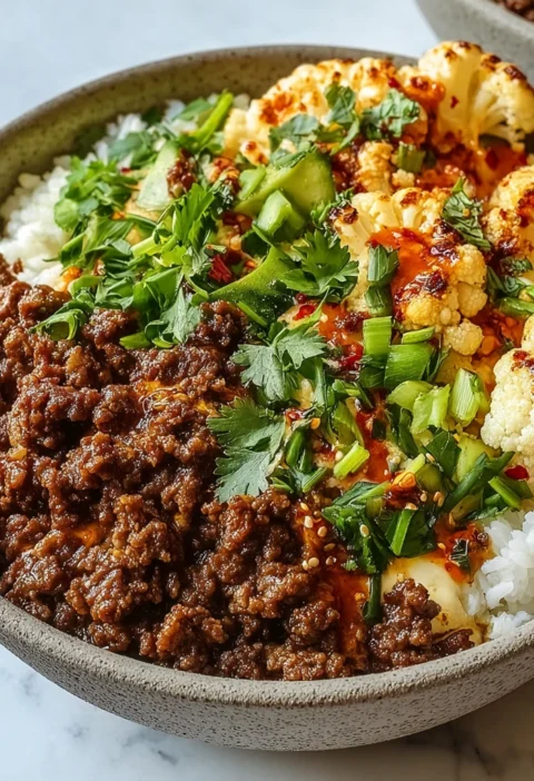 Crispy Chile Ground Beef Cauliflower Protein Bowls Youll