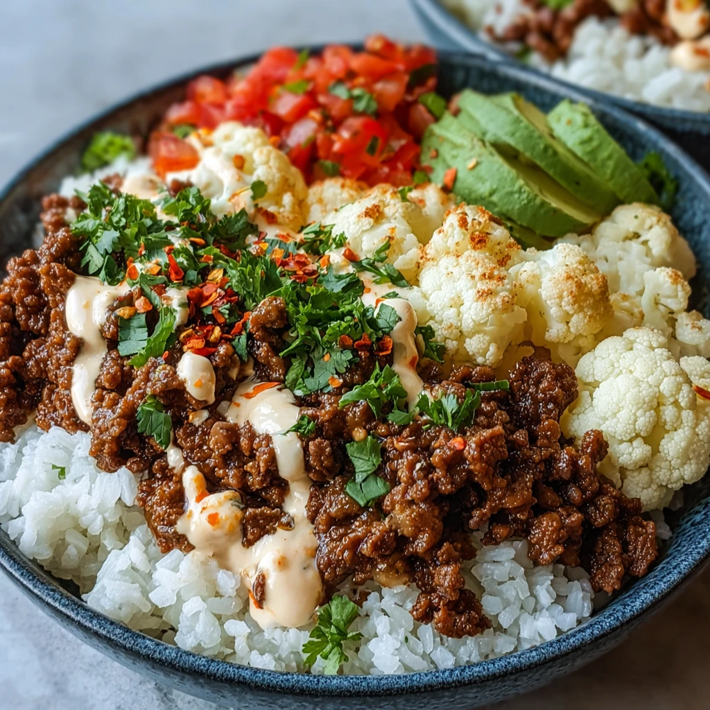 Crispy Chile Ground Beef Cauliflower Protein Bowls Youll